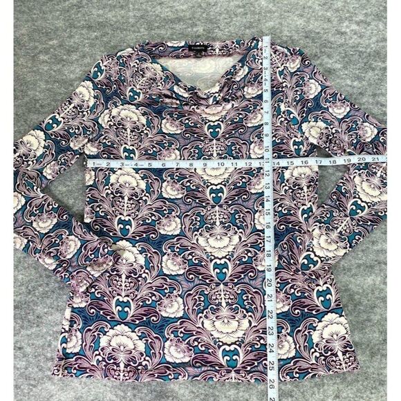 Talbots Cowl Neck Teal Purple Soft Shirt Small - Picture 3 of 6